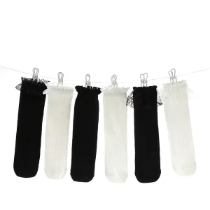 Kids Socks Summer Cotton Polyester Breathable Thin Black White Lace-trimmed Long Mesh Odor-resistant Princess-style Stocking