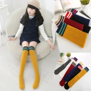 Kids Striped Knee High Socks Girls School Uniform Socks Boys Girls Cotton Long Socks Bulk