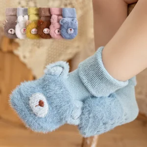 Kids Toddler High Quality Winter Warm Cute Cartoon Floor Indoor Non-slip Sole Baby Newborn Terry Thermal Grip Shoe Socks