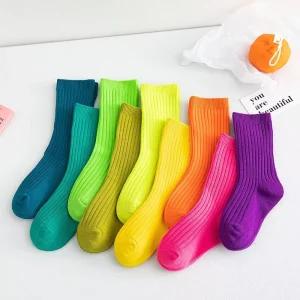 Kid’s Unisex Combed Cotton Solid Color Children’s Slouch School Sneaker Socks