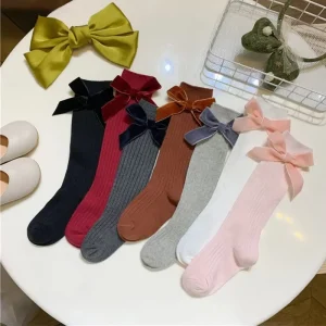 Knee High Bows Princess Fuzzy Baby Socks Manufacturer for Baby Girls Kids Leg Warmer Socks Logo Customize Happy Sock Cotton Crew