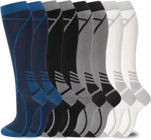 Knee High Compression Socks for Men Women Breathable Nylon Cotton Support Running Travel Daily Wear Custom Print ODM