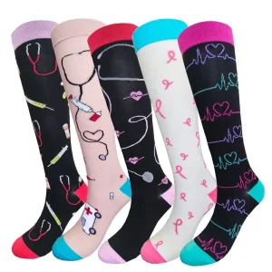 Knee High Long Sports Deadlift Socks Autumn Knitted for Children Customizable Cuff Bottom Digital Hand Drawn