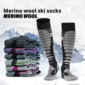 Knee High Merino Wool Ski Socks Performance Thick Thermal Warm Compression Outdoor Hiking Sports Socks for Men Women