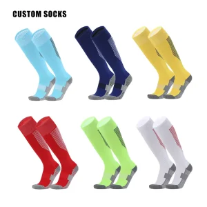 Knee High Soccer Socks Breathable Thick Terry Football Socks With Custom Logo