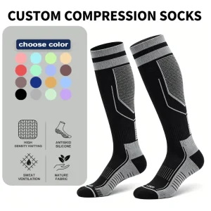 Knee High Socks Bulk Pressure Unisex Knitting Design Men Compression Socks Sports Logo Recovery Custom Socks