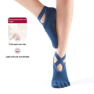Knitted Combed Cotton 5 Toe Separated Five Finger Yoga Socks Indoor Non Slip Pilates Dance Fitness Socks for Women