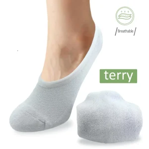 Knitted Cotton Breathable Soft Half Terry Invisible Socks Anti Slip Heel Needle Detection Custom Logo Men Women