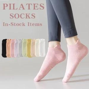 Knitted Crew Pilates Socks OEM Custom Logo Spandex Polyester Cotton 20 Pairs Non Slip Cushioned