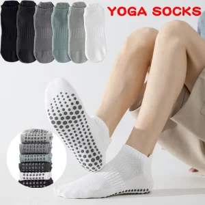 Knitted Crew Trampoline Socks Non Slip High Compression Ankle Socks for Yoga Pilates Grip Custom Logo