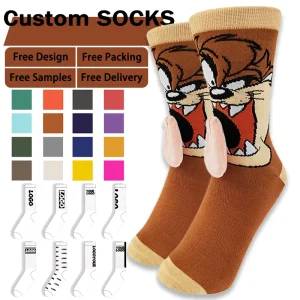 Knitted Custom Dress Socks High Quality Cotton Crew Socks Colorful Animal Pattern Breathable Dress Socks for Men