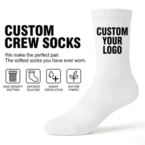 Knitted Jacquard Cotton Crew Socks Cushioned Unisex Sports Custom Logo Socks