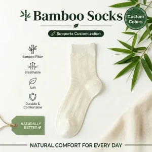 Knitted Loose Knit Cuff Crew Silky Anti Bacterial Breathable Eco Friendly Bamboo Fiber Socks Women Casual Summer