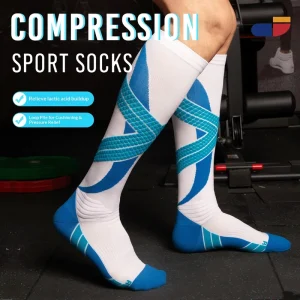Knitted ODM Professional Sports Compression Socks Long Calf Anti-Friction Nylon