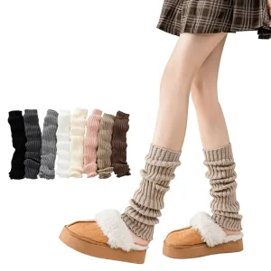 Knitted Over-Knee Slouch Anti-Slip Cotton Socks Women’s Autumn Winter Warm Light All-Match Body Print Japanese Style