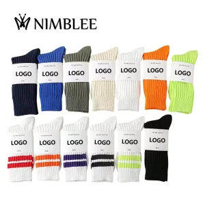 Knitted Thick Comfortable Embroidery Casual Socks Crew Padded Soft Cushioned OEM Custom Sport Socks