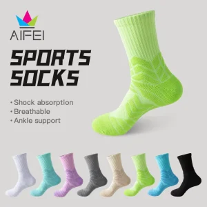 Knitting Breathable Running Sports Socks Basketball Designer Logo Sport Custom Men Crew Socks