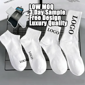 LOW MOQ Custom Socks Men Combed Cotton Winter Thermal Crew White Basketball Running Men’s Sport Socks Manufacturer