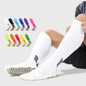 LRT Athletic Terry Long Soccer Grip Socks Custom Logo 4 Sizes Thermal Anti Slip Football Grip Socks for Men and Kids