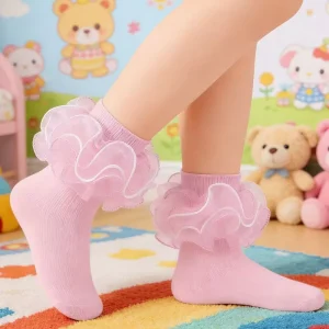 Lace Children’s Socks Spring Autumn New Breathable Socks Cute Princess Style Mid calf Stock