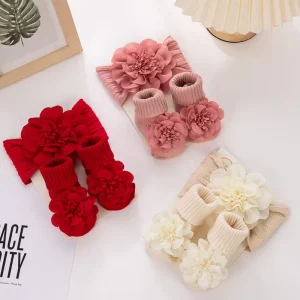Lace Flower Baby Headbands Socks Wing Bow Cotton Nonslip Anklet M Stockings Wide Elastic Hairbands Infant Socks