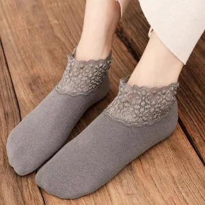 Lace Women Low Cut Socks Warm Thermal Soft Solid Color Socks Ankle Floor Comfortable Socks for Women