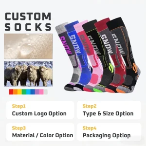Ladder Pressure Wool Ski Socks with Graduated Circulation Boost and Ankle Stabilizer for Alpine Racing