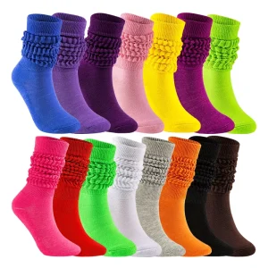Ladies Colorful Knitted Slouch Socks Custom Logo Scrunch Socks Thick Long Slouch Socks for Women