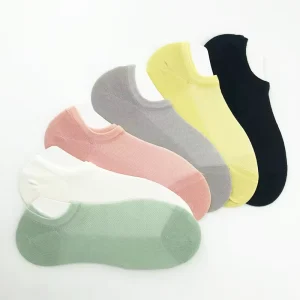 Ladies No Show Mesh Summer Thin Design Socks Six Pure Color Breathable Cotton Seamless Low Cut Ankle Socks for Women Dailywear