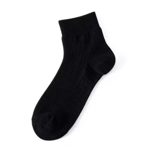 Ladies Office Socks Custom Logo Breathable Cotton Solid Color Black White Grey Mid Calf for Work