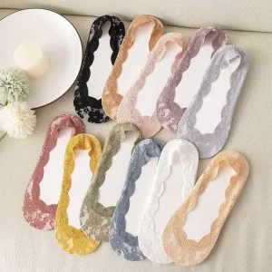 Ladies Silicone Non slip Invisible Socks Ice Silk Women’s Solid Casual No Show Socks
