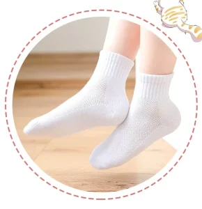 Large Quantity Children’s School Cotton White Medium Thick Socks for School Boys and Girls Custom Socks