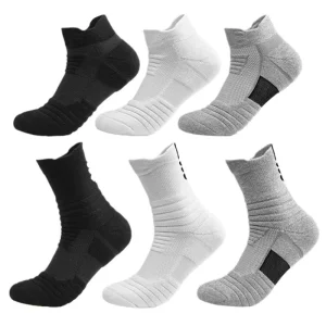 Large Size White Crew Sports Socks Men’s Breathable Spandex nylon cotton Thick Basketball Casual Winter Spri