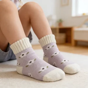 Latest Design Children’s Cute Flower Jacquard Ankle Socks Spring Warm Standard Thickness Breathable Knitted Socks for Kids
