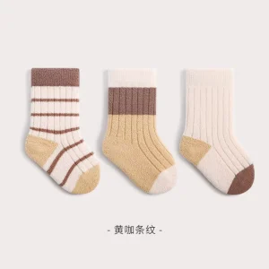 Latest Design High Quality Children’s College Style Socks Baby Thickened Insulation Sock Newborn Striped Cotton Sock
