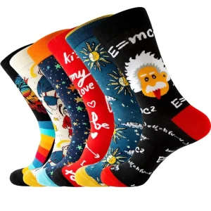 Latest Fashion Stripes Cartoon Big Man Sun Character Stars Bright Custom Socks With Words