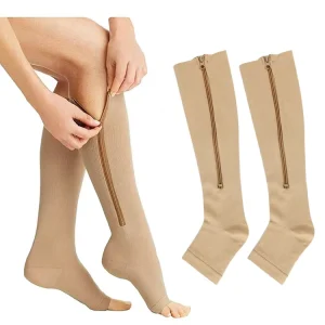Leg Compression Socks With Zipper Custom Logo Women Toeless Compression Socks