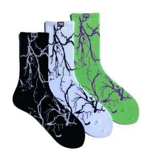 Lightning Stripe Matching Color Middle Tube Couples Socks Street Dance Skateboard Men’s and Women’s Sports Stockings