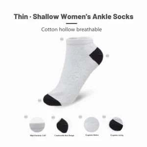 Lightweight High Customizable Women’s Cotton Ankle Socks Breathable Socks for Yoga Running Gym Activities