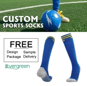 Lingtu Factory 100% Polyester Long Knee High Sport Socks Two Stripes Football Socks High Stretch Calf Widening Soccer