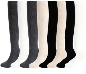 Long Elastic Spandex Nylon Cotton Compression Calf Socks Anti Slip Cuff Sweat Absorbent Quick Dry for Running Cycling Daily Use