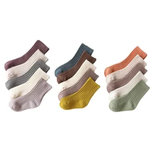 Lot 5 Pairs Solid Cotton Crew Kids Socks Breathable Soft Casual Stripe Design for Baby Boys Girls for Autumn Toddler 1 12 Years