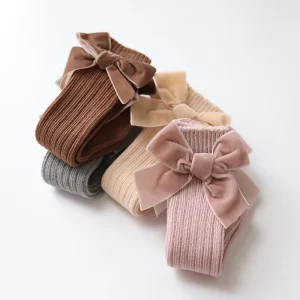 Lovely Baby Kids Girl Bow Dress Socks Solid Princess Baby Girl Knee High Long Socks With Bow