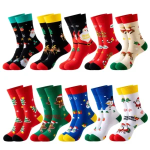 Low MOQ Bulk Christmas Stockings Men’s Dress Seasonal Crew Holiday Gift Unisex Socks