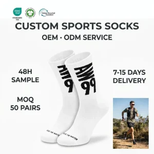 Low MOQ Custom Logo Breathable Embroidered Crew Sports Socks Combed Cotton Quick Dry Knitted Athletic Socks For Running MOQ 50