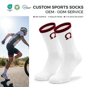 Low MOQ Custom Logo Breathable Sweat Absorbent Sports Socks 82% Cotton Seamless Athletic Socks For Hiking OEKO-TEX 100 MOQ 50
