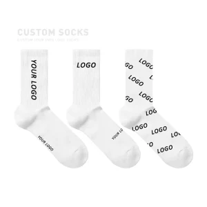 Low MOQ Custom Men’s Elite Cotton Anti-Bacterial Summer Cushioned Crew Socks Bulk Casual White