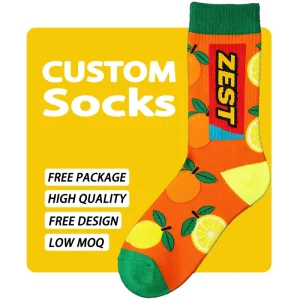 Low MOQ Custom Running Socks High Quality Cotton Crew Socks for Men, Women, and Kids with Custom Logo Design