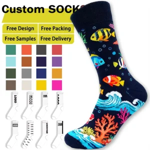 Low MOQ Custom Socks with Your Logo High Quality Crew Ankle & Dress Socks for Men and Women Cotton