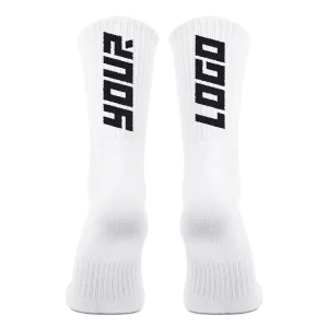Low MOQ Design Custom Packaging Logo Embroidery Print Blank Socks Men Women Crew Sport Basketball Running Tube White Socks